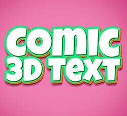 漫画风格的3D文本模型：PSD Text Effect - 3D Comic